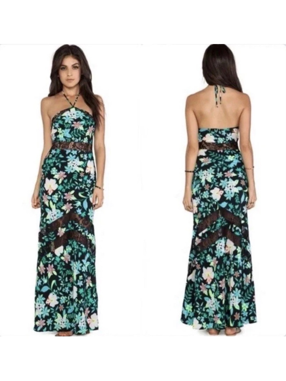 NWOT Lovers and Friends Tonight Maxi Dress Gown Vibrant Hibiscus Floral Large